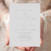 Elegante Silver Script Gray Wedding Folieneinladung