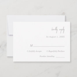 Elegante Silver Script Wedding RSVP Card Karte