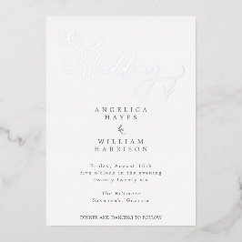 ELEGANTE SILVER SCRIPT WEDING INVITATION | MINIMAL FOLIENEINLADUNG