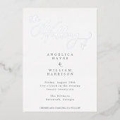 ELEGANTE SILVER SCRIPT WEDING INVITATION | MINIMAL FOLIENEINLADUNG (Vorderseite)