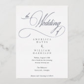 ELEGANTE SILVER SCRIPT WEDING INVITATION | MINIMAL FOLIENEINLADUNG (Vorderseite)
