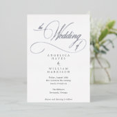 ELEGANTE SILVER SCRIPT WEDING INVITATION | MINIMAL FOLIENEINLADUNG (Stehend vorne)