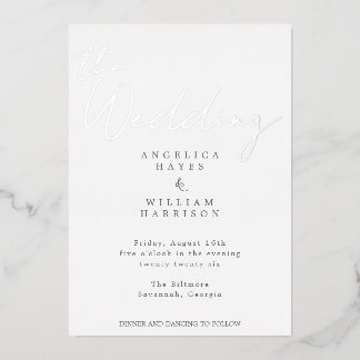 ELEGANTE SILVER SCRIPT WEDING INVITATION | MINIMAL FOLIENEINLADUNG