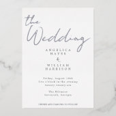 ELEGANTE SILVER SCRIPT WEDING INVITATION | MINIMAL FOLIENEINLADUNG (Vorderseite)