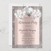 Elegante Silver Sequins Frame Rose Gold Rentiremen Einladung (Vorderseite)