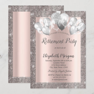 Elegante Silver Sequins Frame Rose Gold Rentiremen Einladung