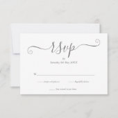 Elegante Silver Signature Script RSVP Card (Vorderseite)