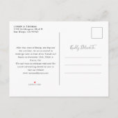 Elegante Silver Simple Script Wedding Save the Dat Ankündigungspostkarte (Rückseite)