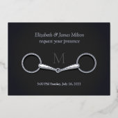 Elegante Silver Snaffle Bit Reittier Mit Monogramm Folieneinladung (Vorderseite)