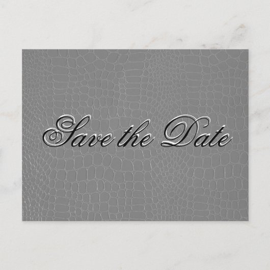 Elegante Silver Snake Skin Save the Date Ankündigungspostkarte (Vorderseite)