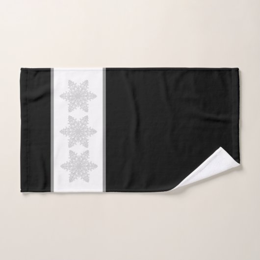 Elegante Silver Snowflake auf schwarz Handtuch (Handtuch)