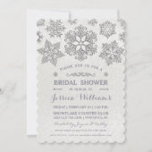 Elegante Silver Snowflake Bridal Dusche Einladung (Vorderseite)