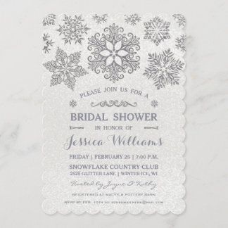Elegante Silver Snowflake Bridal Dusche Einladung