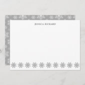 Elegante Silver Snowflake Personalisiert Mitteilungskarte (Vorne/Hinten)