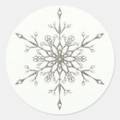 Elegante Silver Snowflake Runder Aufkleber (Vorderseite)
