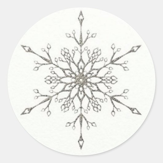 Elegante Silver Snowflake Runder Aufkleber (Vorderseite)