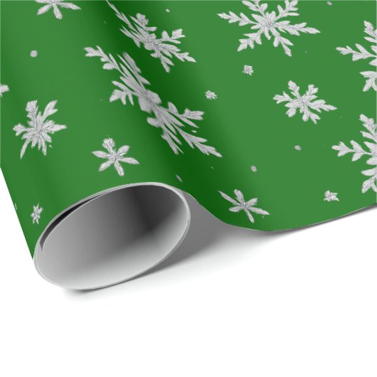 Elegante Silver Snowflake | Winterurlaub Geschenkpapier (Rolleneckpunkt)