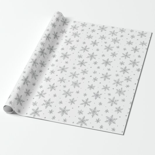 Elegante Silver Snowflake | Winterurlaub Geschenkpapier (Ungerollt)