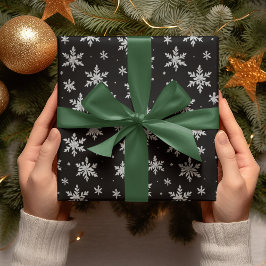 Elegante Silver Snowflake | Winterurlaub Geschenkpapier