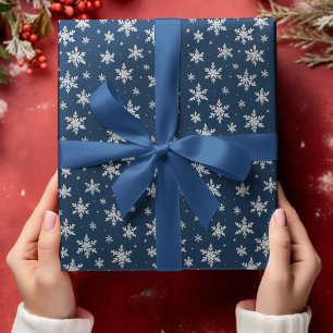 Elegante Silver Snowflake   Winterurlaub Geschenkpapier