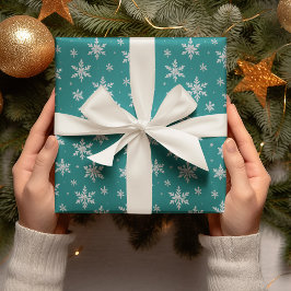 Elegante Silver Snowflake | Winterurlaub Geschenkpapier