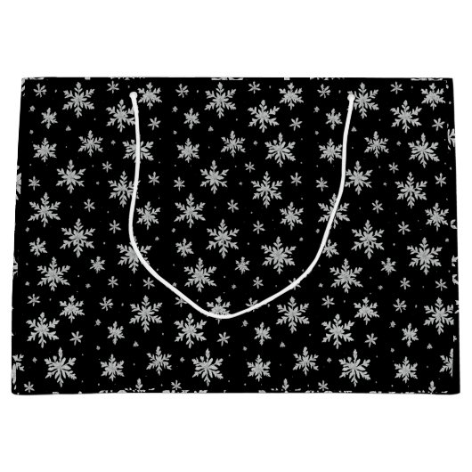 Elegante Silver Snowflake | Winterurlaub Große Geschenktüte (Vorderseite)