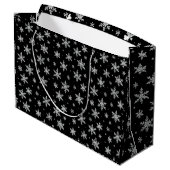 Elegante Silver Snowflake | Winterurlaub Große Geschenktüte (Rückseite Schrägansicht)