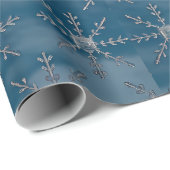 Elegante Silver Snowflakes auf Blue Ombre Geschenkpapier (Rolleneckpunkt)
