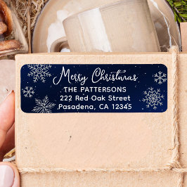 Elegante Silver Snowflakes on Night Blue Christmas