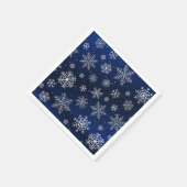 Elegante Silver Snowflakes on Night Blue Christmas Serviette (Ecke)