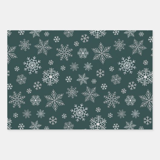 Elegante Silver Snowflakes Weihnachten Geschenkpapier Set (Vorderseite 2)
