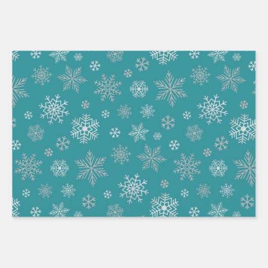 Elegante Silver Snowflakes Weihnachten Geschenkpapier Set (Vorderseite)
