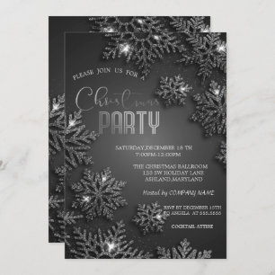 Elegante Silver Snowflakes Weihnachtsfirma Einladung