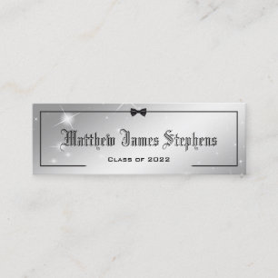 Elegante Silver Sparkle Formal Abschluss Name Card Telefonnummerkarte