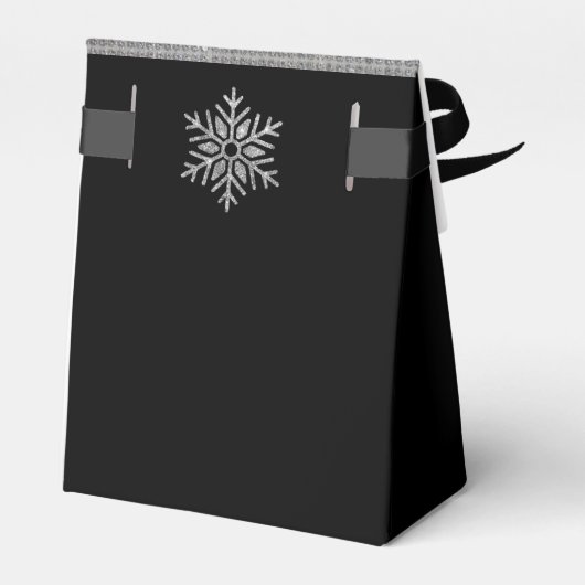 Elegante Silver Sparkle Snowflake auf der Schwarze Geschenkschachtel (Rückseite)