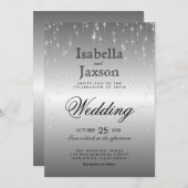 Elegante Silver Star Lights Hochzeit Einladung (Vorne/Hinten)