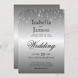 Elegante Silver Star Lights Hochzeit Einladung