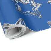 Elegante Silver Stars Muster Blau Weihnachten Geschenkpapier (Rolleneckpunkt)