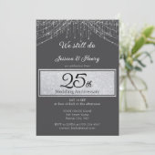 Elegante Silver Streicher 25. Hochzeitstag Einladung (Stehend Vorderseite)