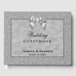 Elegante Silver & Stylish Glitzer Wedding Gästebuch