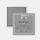 Elegante Silver & Stylish Glitzer Wedding Magnet (Vorderseite/Rückseite)