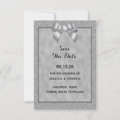 Elegante Silver & Stylish Glitzer Wedding Save The Date (Vorderseite)