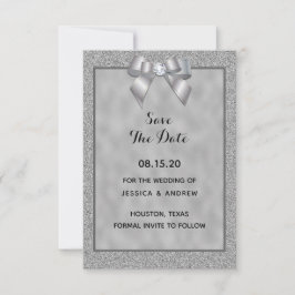 Elegante Silver & Stylish Glitzer Wedding Save The Date