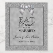 Elegante Silver & Stylish Glitzer Wedding Weinetikett (Einzelnes Label)