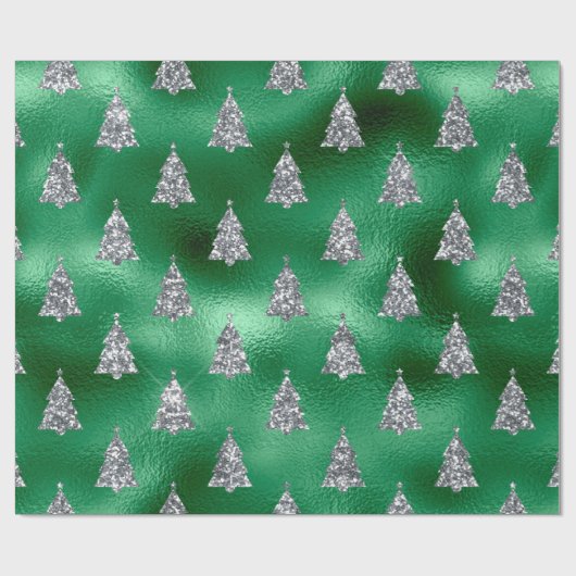 Elegante Silver Trees Weihnachten Geschenkpapier (Flach)