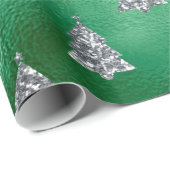 Elegante Silver Trees Weihnachten Geschenkpapier (Rolleneckpunkt)