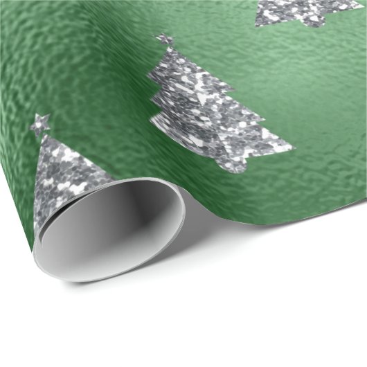 Elegante Silver Trees Weihnachten Geschenkpapier (Rolleneckpunkt)