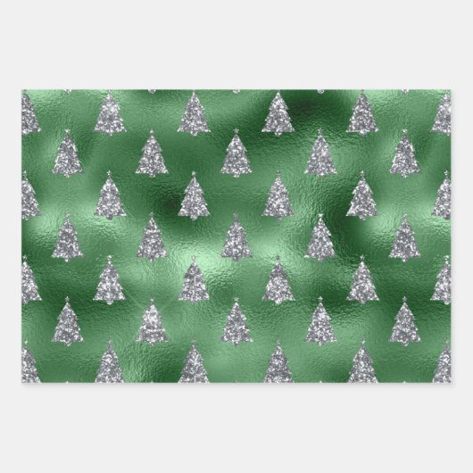 Elegante Silver Trees Weihnachten Geschenkpapier Set (Vorderseite 2)