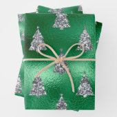 Elegante Silver Trees Weihnachten Geschenkpapier Set (Beispiel)