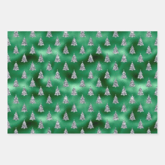 Elegante Silver Trees Weihnachten Geschenkpapier Set (Vorderseite 3)